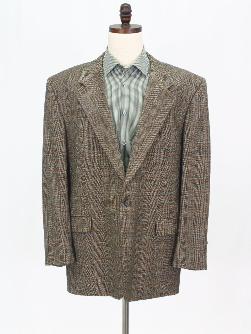 Bill Blass 46L Brown Blazer Sport Coat Jacket 2-Button Check W654